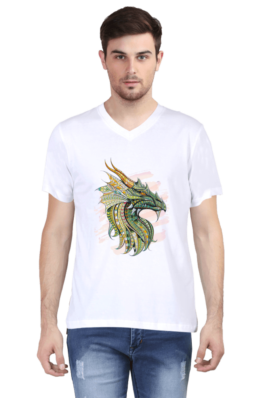 Dragon Art – Men’s V Neck Half Sleeve T-Shirts