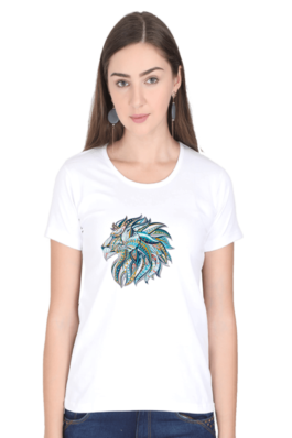 Lion Head Art – Women’s Round Neck Half Sleeve T-Shirts