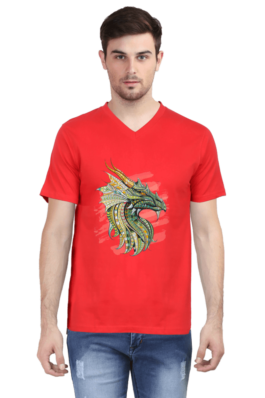 Dragon Art – Men’s V Neck Half Sleeve T-Shirts