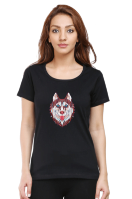 Husky Head Art  – Women’s Round Neck Half Sleeve T-Shirts