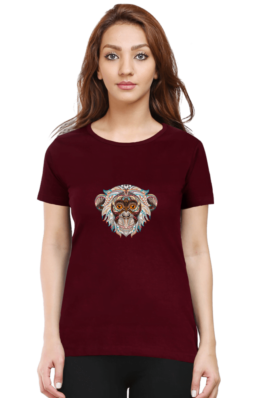 Monkey Head Art – Women’s Round Neck Half Sleeve T-Shirts