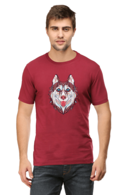 Husky Head Art – Men’s Round Neck Half Sleeve T-Shirts