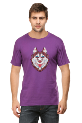 Husky Head Art – Men’s Round Neck Half Sleeve T-Shirts