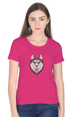 Husky Head Art  – Women’s Round Neck Half Sleeve T-Shirts