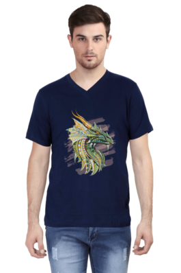 Dragon Art – Men’s V Neck Half Sleeve T-Shirts