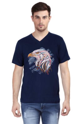 Eagle Head – Men’s Vneck Half Sleeve T-Shirts