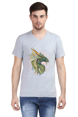 Dragon Art – Men’s V Neck Half Sleeve T-Shirts