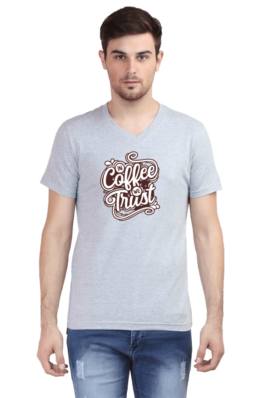 In Coffee We Trust – Men’s Vneck Half Sleeve T-Shirts