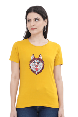 Husky Head Art  – Women’s Round Neck Half Sleeve T-Shirts