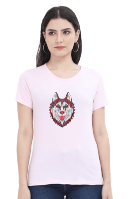 Husky Head Art  – Women’s Round Neck Half Sleeve T-Shirts