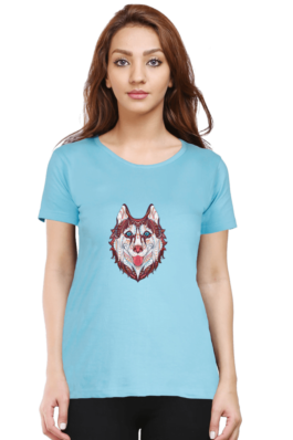 Husky Head Art  – Women’s Round Neck Half Sleeve T-Shirts