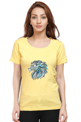 Lion Head Art – Women’s Round Neck Half Sleeve T-Shirts